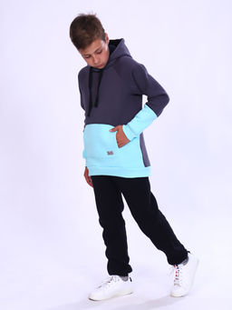 Толстовка "Колор" серый-бирюза