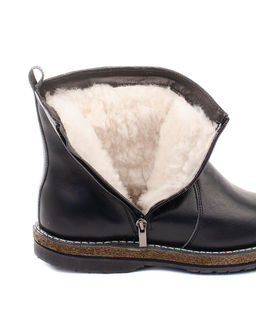 Ботинки женские на войлочной подошве, кожа, овчина, молния.