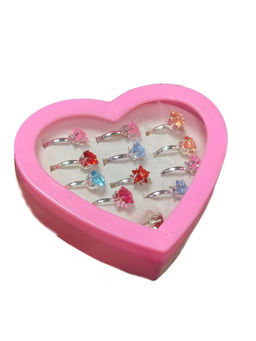 УЦЕНКА. Набор колец 12шт. с камнями в коробке с ТРЕЩИНОЙ