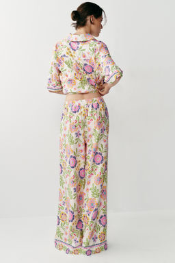 PANTAL?N ESTAMPADO FLORAL CON LINO / Multicolor - Zara фото 4