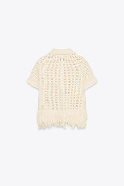 FRINGED CHECK KNIT JACKET - Zara фото 6