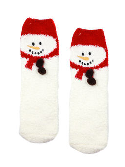 Носки НГ махровые р.35-40 Christmas Снеговик на красном