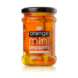 Перец мини оранжевый, фаршированный сыром, в масле 250г стекло