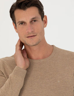 Верблюжий трикотаж приталенного кроя с круглым вырезом - Cacharel фото 2