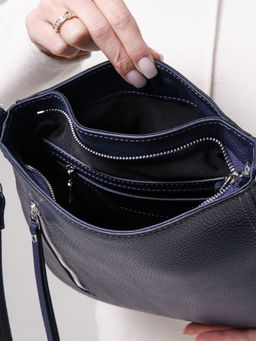 Сумка кожаная кросс-боди Deboro 3410 фиолетовый цветок