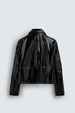 SHINY FINISH LEATHER JACKET - Zara фото 7