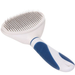 Расческа - пуходёрка для животных "ЛАПУСИКИ", коллекция БРО, прорезиненная ручка, цвет белый/голубой, 11.5*21.5см (блистер)