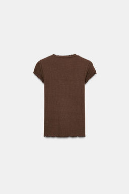 CAMISETA MANGA CORTA CON LINO / Marr?n - Zara фото 5