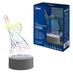 ULI-M501 RGB/3AAA CATTY/WHITE Светильник декоративный с эффектом 3D Кошка, на батарейках 3AAA (не в/к). 1 светодиод. RGB свет. USB кабель в/к. TM Uniel - Volpe фото 13