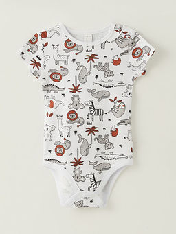 Bisiklet Yaka Uzun Kollu Bask?l? Erkek Bebek ??t??tl? Bodysuit 2li