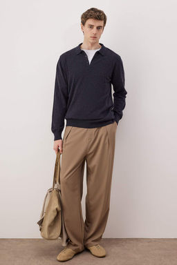 Lacivert Regular Polo Yaka Duz Kazak TMNAW26KZ00009 - Trendyolmilla фото 2