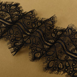 Кружево реснички, 130 мм, 9±0.5 м, в бобине 3 шт. по 3 м, чёрное