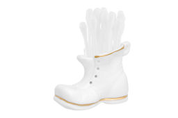 Вазочка п/зубоч. 7*3*5 см "Башмачок" белая, золото