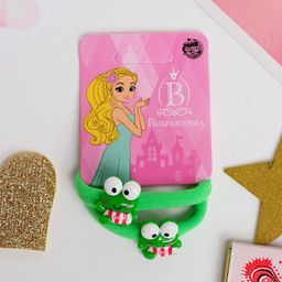 Цена за 6 шт. Резинка для волос Лягушата (набор 2 штуки) зелёный