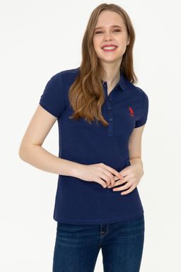 U. S. Polo Assn Женская темно-синяя базовая футболка с воротником-поло