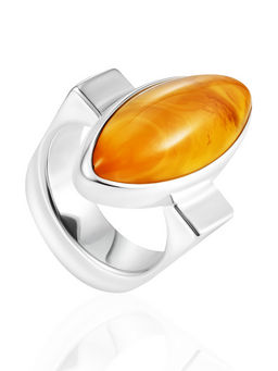 Кольцо London с медовым янтарём