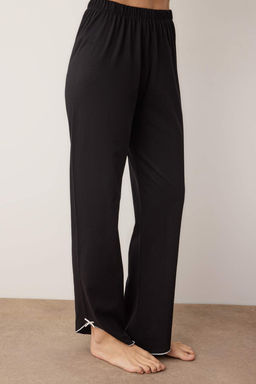 Siyah %100 Pamuklu Baby Overlok ve Kurdele Detayl? Orme Pijama Tak?m? THMAW26PT00228 - Trendyolmilla фото 3