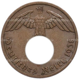 Монета 1 рейхспфенниг 1938 года A Германия