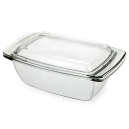 Латка стеклянная "Новая" 1,5л, прямоугольная 25,8х15,5см h11,5см, с крышкой, термостекло в цветной коробке (Китай)