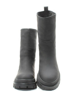 04-C186M BLACK Ботинки зимние женские (натуральная кожа (нубук) натуральный мех)