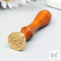 Печать для сургуча с деревянной ручкой «Бабочка 3D», 9×2.5×2.5 см