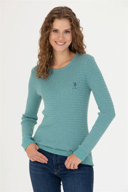 U. S. Polo Assn Женский мятный базовый свитер с круглым вырезом - U.s. polo assn фото 3