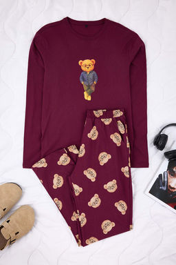 Yesil Regular Fit Ay?c?k Bask?l? %100 Pamuk Orme Pijama Tak?m? - Trendyolmilla фото 11