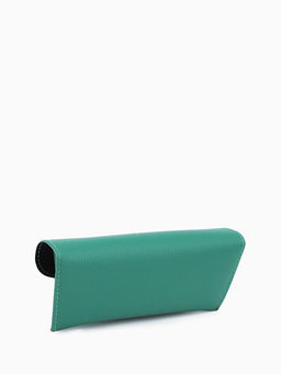 Футляр для очков на кнопке, однотонный, размер 17×4×7 см, зелёный