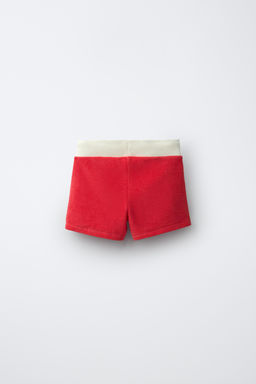 BERMUDA EFECTO TOALLA HIBISCUS / Rojo