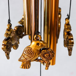 Музыка ветра «Птица на ветке с цветком», металл, 4 трубочки, 55×9.5×9.5 см