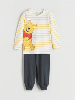 Winnie the Pooh Bask?l? Uzun Kollu Erkek Bebek Ti??rt ve E?ofman Alt? 2li