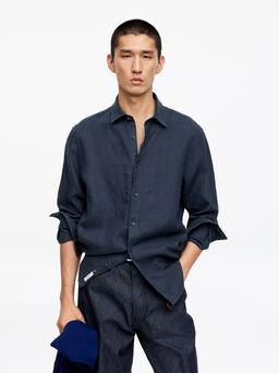 Camisa de lino de corte regular