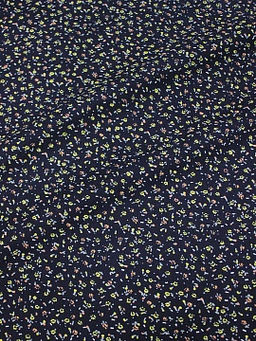 Микровельвет Маленькие лютики на чернильном, ш.1.1м, хлопок-100%, 130гр/м.кв