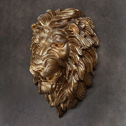 Настенный декор, панно «Голова льва», 23×35×52 см, под бронзу
