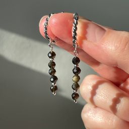 Серьги длинные из Обсидиана - Радуга самоцветов фото 2