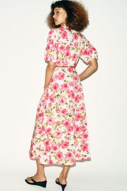 FLORAL PRINT MIDI DRESS WITH BELT - Zara фото 7
