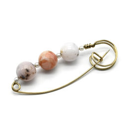 Брошь-булавка от сглаза с опалом розовым 59*20мм.