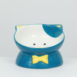 Миска керамическая Киса на подставке-лапках 200 мл 13 х 12 х 8 см, голубая - Пижон фото 2