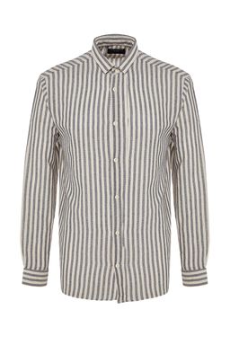TRENDYOL MAN Premium Lacivert Regular Fit Cizgili Dokulu Keten Gorunumlu Gomlek TMNSS23GO00062 - Trendyolmilla фото 14