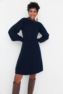 Lacivert Mini Triko Dantelli Elbise TWOAW22EL0011
