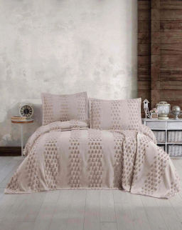 Покрывало EFOR Pique Bedspread DIDAR (240*260) с наволочками темно-кремовый TAS