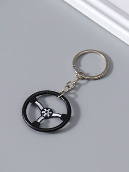 Цена за 3 шт. Брелок для ключей на кольце Cartage «Руль», чёрный с белым, 4×4×0.3 см