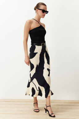 TRENDYOLMILLA Ekru Soyut Piliseli Bask?l? Midi Etek TWOSS24ET00209  фото 2