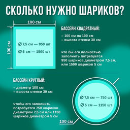 Шары для сухого бассейна, набор 500 шт., бирюзовые