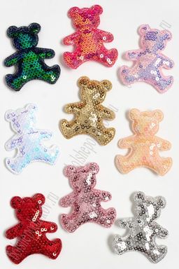 Патч с пайетками "Мишка" 5*6 см (20 шт) SF-3782, ассорти