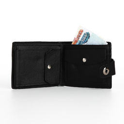 Портмоне мужское на магните, отдел для купюр, для карт, для монет, чёрное