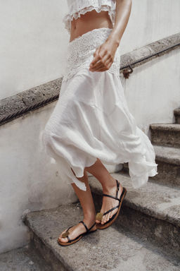 FALDA MIDI ASIM?TRICA BORDADOS / Blanco - Zara фото 6