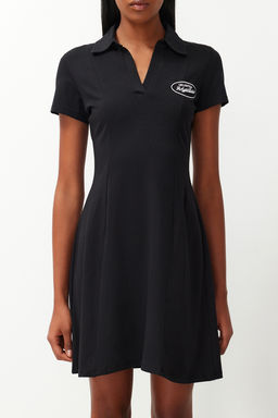 Siyah Skater/Belden Ac?lan Nak?sl? Pamuklu Esnek Orme Mini Elbise TWOSS24EL00819 - Trendyolmilla фото 5