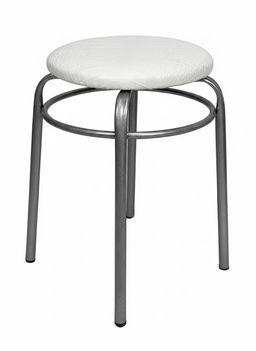 Табурет "Люкс" с кольцом к/з бел.крокодил н.хром