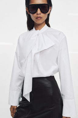 ZW COLLECTION POPLIN SHIRT WITH TIE DETAIL - Zara фото 20